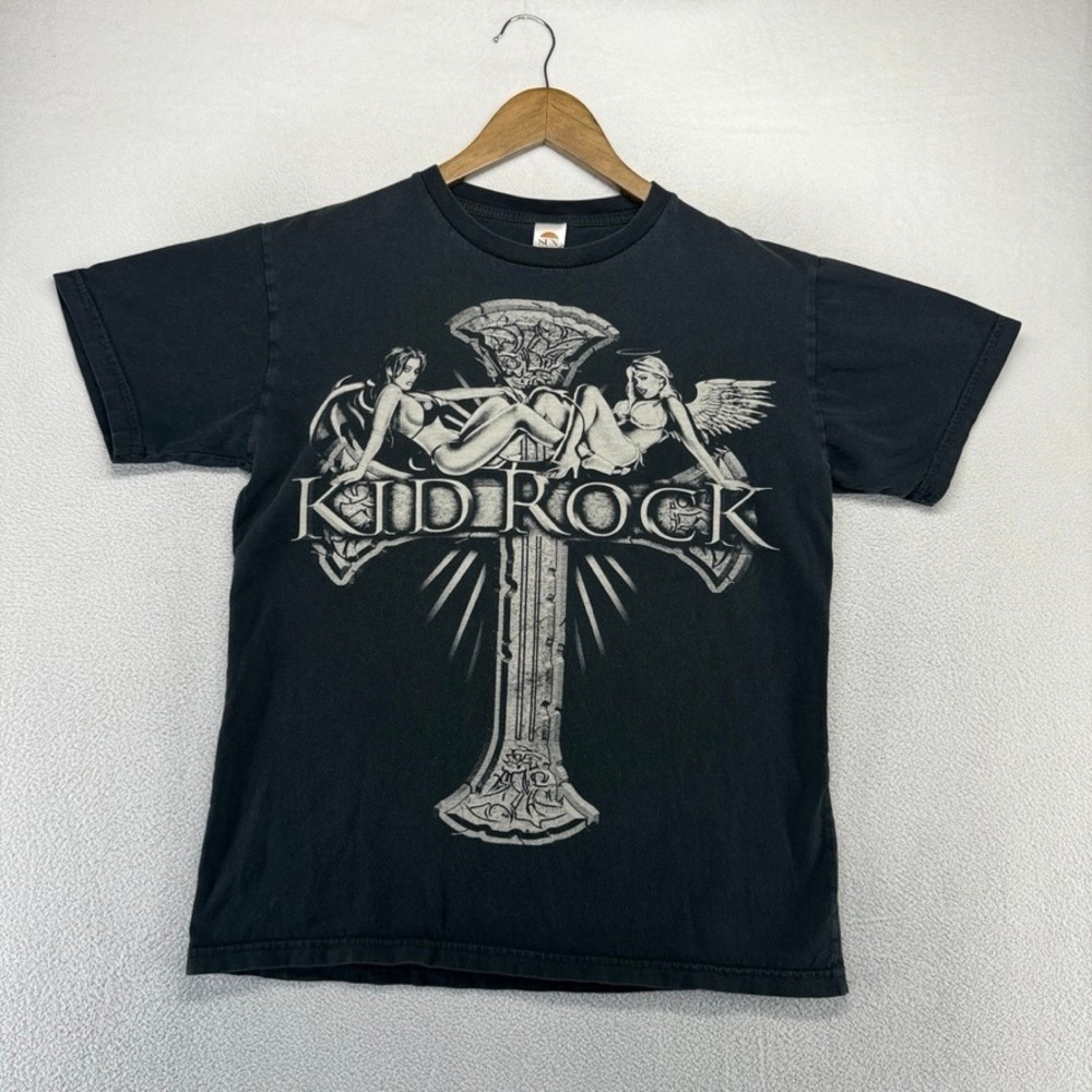 Vintage Kid Rock Shirt Men's Medium Black Rock N Roll Revival Double Sided 2008